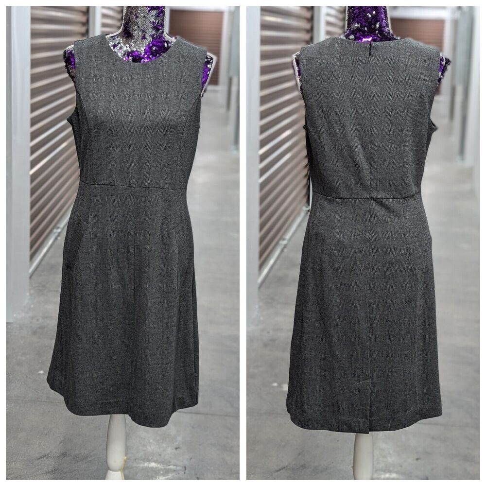 Lands End Size‎ 10 Gray Sheath Dress with Pockets Business Workwear Career Girl